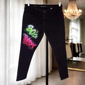 Custom Levi’s Airbrushed Jeans “Baby The 90s” High Rise Skinny Size 32 Y2K